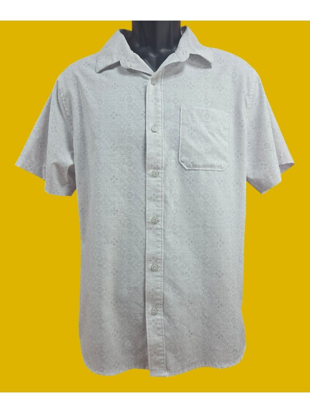 Travis Mathew Mens Short Sleeve Gray Geometric Shirt Medium